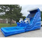 Yellow 22 Ft Tropical Fiesta Breeze Water Slide Inflatable Water Slides With