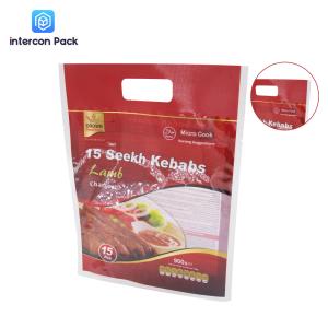 China Recycle Flat Pouches With Transparent Window Mylar Stand Up Pouch Foil Handle Bag wholesale