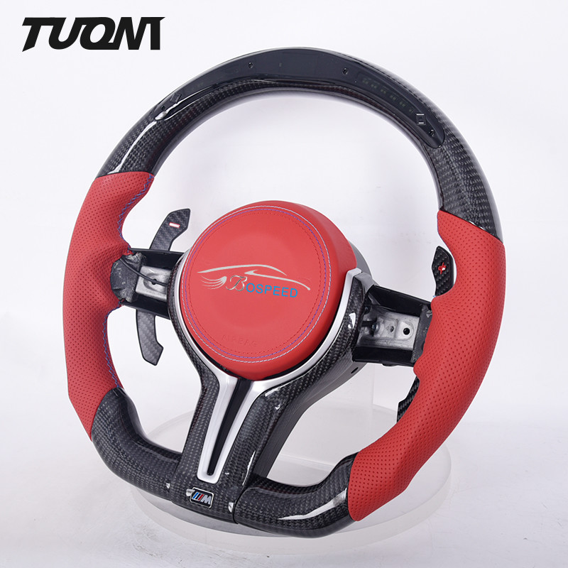 Lightweight Luxury Cars Carbon Fiber Bmw Steering Wheel With LED Paddles