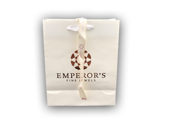 Recyclable Present Paper Bag , Extra Large White Gift Bags Hot Stamp Logo