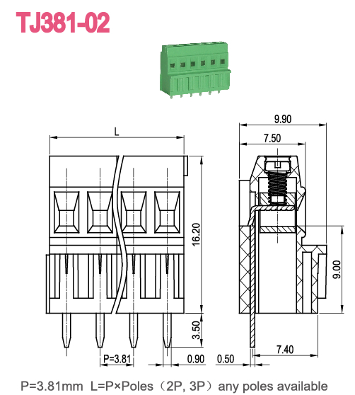 Hot sale Plastic Strips PCB Screw Terminal Block Right Angle Wire Connection 300V