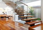 U / Y / L Shaped Open Tread Wood Stairs , Building Floating Stairs Easy Assembly