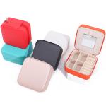 Custom Logo Travel Portable Square Storage Jewelry Box with Mirror in PU Leather