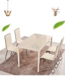 Rectangular Glass Top Dining Room Table , Tempered Glass Top Dinette Sets pink
