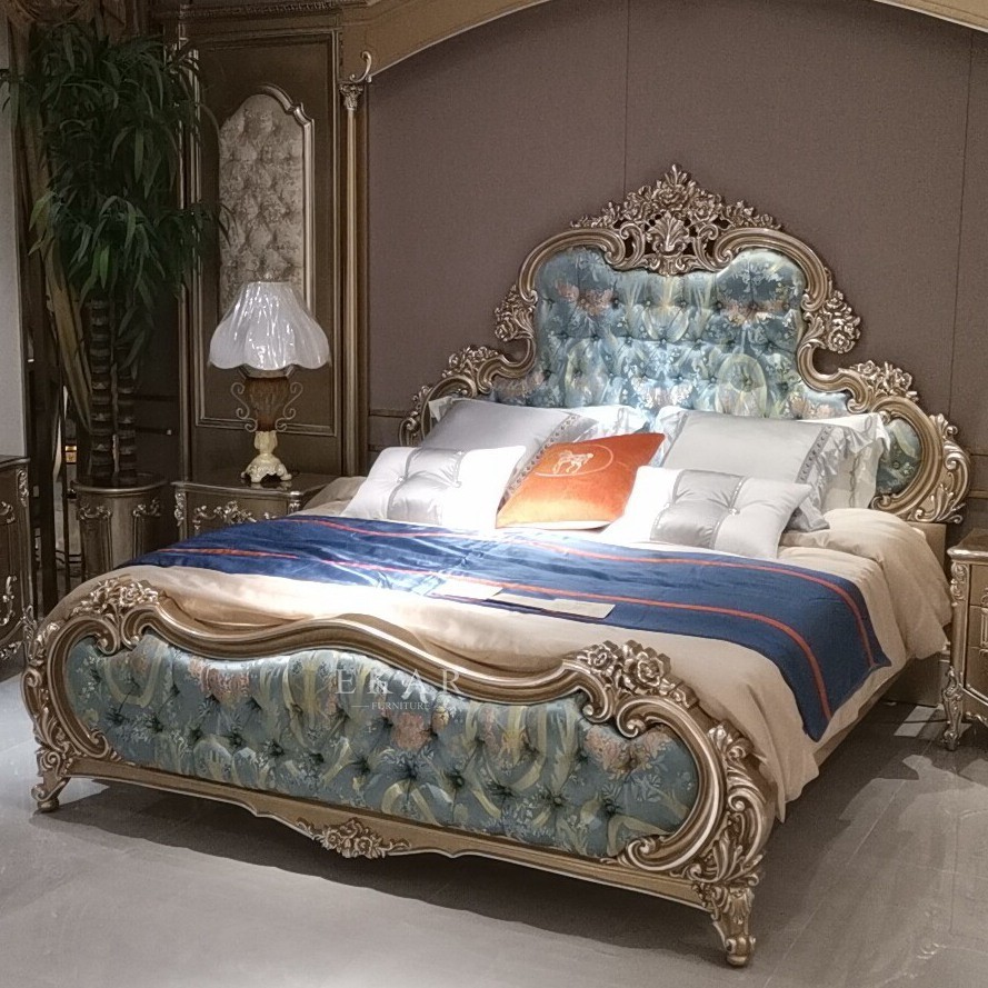 Carved King Size Royal Luxury Design Wooden Bed