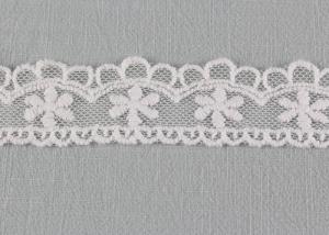 China Floral Embroidered Lace Trim Scalloped Mesh Lace Ribbon For Fashion Dress Designer wholesale