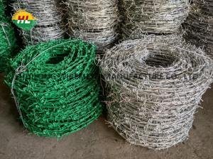 China Green Color PE Coated High Tensile Barbed Wire 25kg Per Coil wholesale