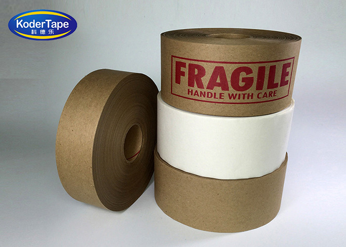 Fiber Glass Reinforced Kraft Packing Tape Logo Print With Water Active
