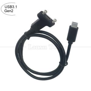 China USB3.1 Gen2 10Gbps Screw Locking USB Type C Male to Female Panel Mount Extension Cable wholesale
