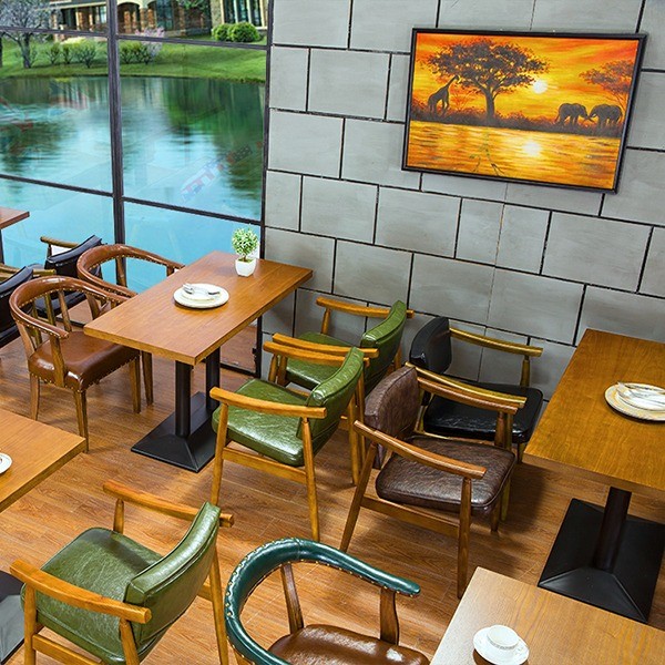 Custom Dining Furniture Green Wood Chair Cafe Loft Table Hotel Restaurant Banquet