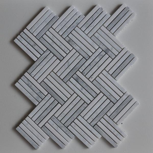 Cararra Grey Stone Mosaic Tile Micro Herringbone Marble Mosaic For Wall