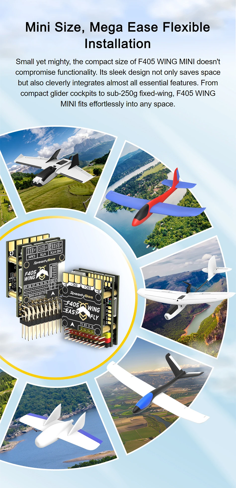 SpeedyBee F405 Mini Fixed Wing Flight Controller For FPV Racing Drones Quadcopters Plastic ArduPilot/INAV Compatible