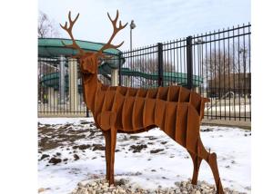 China Contemporary Corten Steel Outdoor Deer Sculpture wholesale