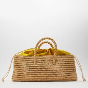 China Soft Oversized Beach Basket Straw Tote Bag With Rounded Handles wholesale