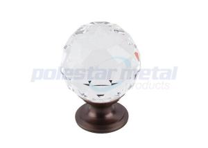 China 1-3/8&quot; Diameter Crystal Oil Rubbed Bronze Zinc Alloy Ring Pull Cabinet Knobs wholesale