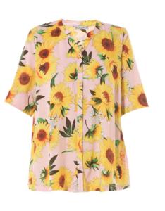 China Sunflower Print Womens Fashion Blouses Casual Tee Shirts In Summer Size XS - XXL wholesale