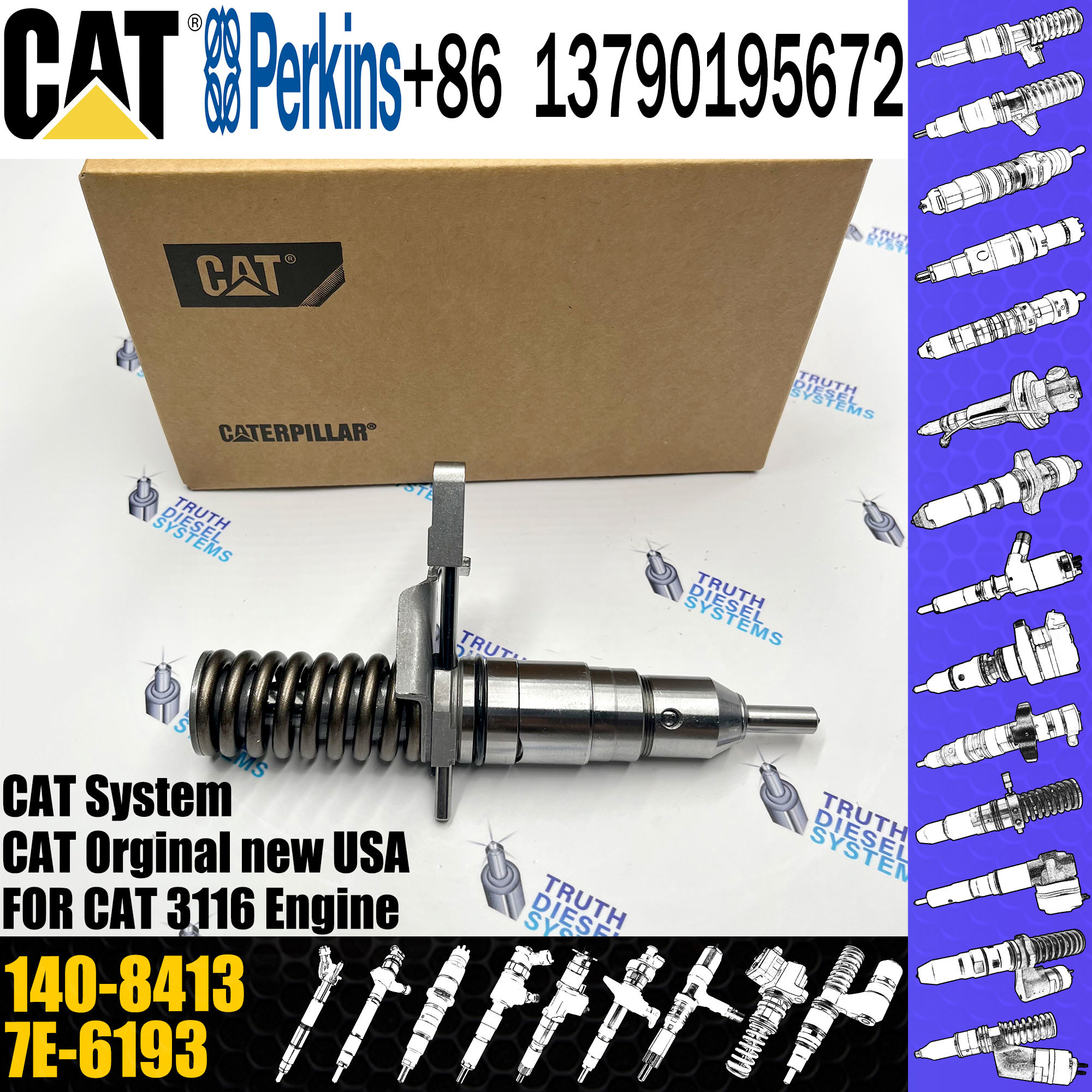 common rail fuel injector 140-8413 7E-6193 OR-8867 9Y-4982 127-8220 for Caterpillar C-A-T 3114 3116 3126