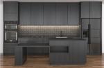 Lacquer Paint Black Modern Design Kitchen Cabinet Quartz Stone 15mm