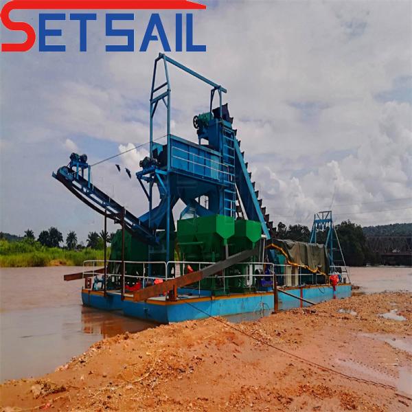 7.5kw-100kw Lifting Motor Power Chain Bucket Mining Dredger for River Mining