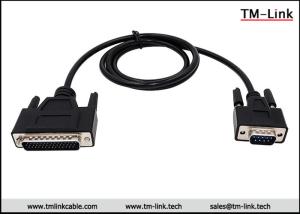 China High quality DB9 male to DB25 male serial black D-Sub port printer data cable wholesale
