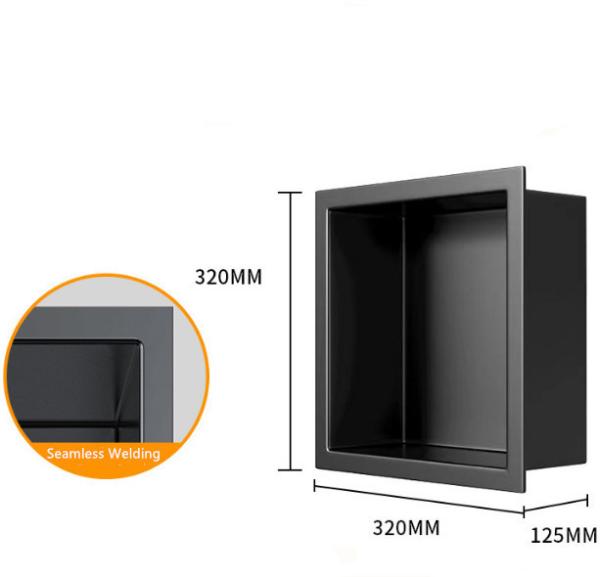 Stainless Steel Shower Niche in Matte Black for Elegant and Functional Bathroom