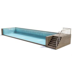 China Customized Stainless Steel Above Ground Pool with Coffee Color Wood Plastic Board on sale