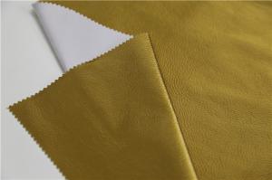 China Soft Handfeeling Polyurethane Faux Leather Fabric , Pearl Ginger Soft Pu Leather wholesale