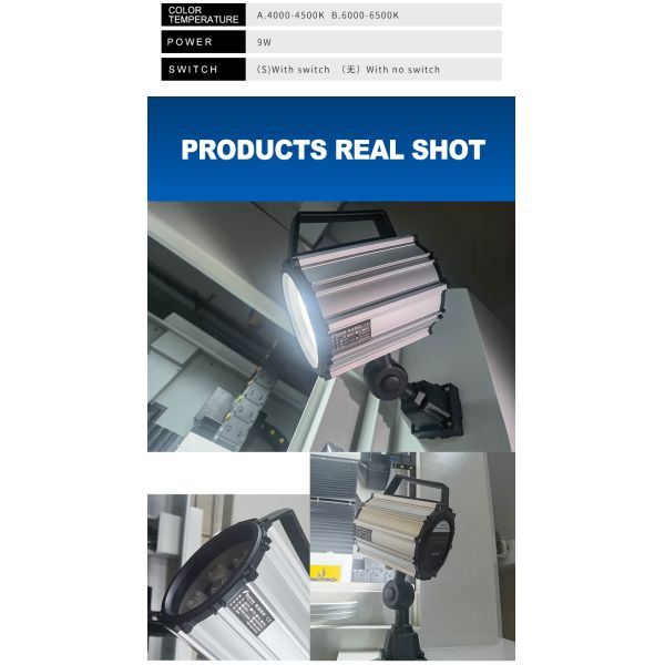 IP65 Adjustable LED Machine Tool Work Light 9W 810LM Full Aluminum Industrial Lamp