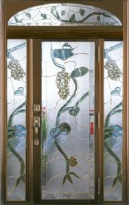 China grape design style of decorative glass panel in wooden door wholesale