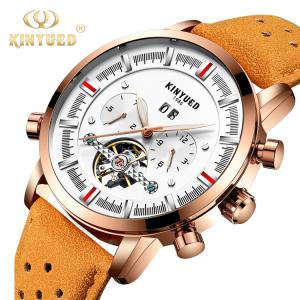 China White Dial Skeleton Mechanical Watch Multi Functional Auto Date wholesale