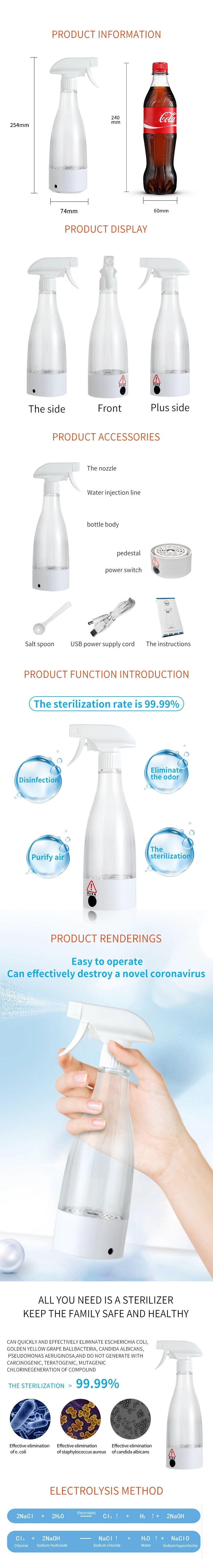 Portable 300ML Hand Mist Sprayer USB Electric For Garden 0.32kg