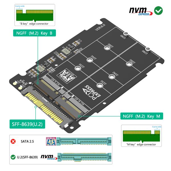 M.2 To U.2 SFF 8639 Adapter High Speed 12.5cm U.2 SSD Converter