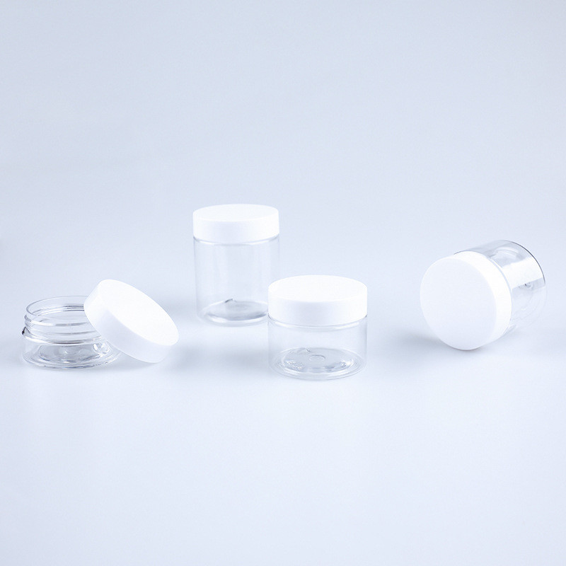Hot Stamp Logo Plastic jars with pop up lid and screw lid