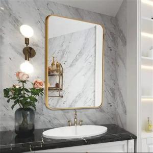 China Clear Gold Mirror Bath Mirror Full Length Aluminum Alloy Standing Decorative Wall Mirror wholesale