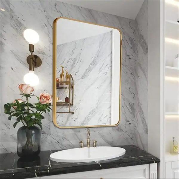Clear Gold Mirror Bath Mirror Full Length Aluminum Alloy Standing Decorative