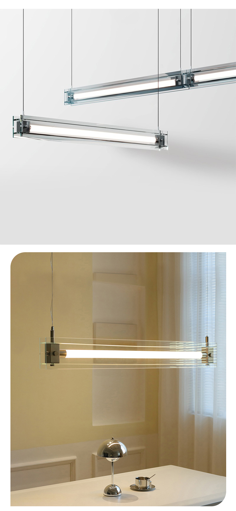 Minimal restaurant glass chandelier light luxury creative hotel office rectangle chandelier(WH-MI-393)