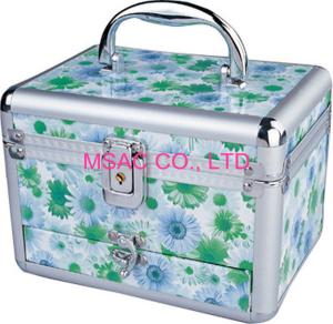 China Chrysanthemum Blue Aluminium Cosmetic Case 1.5 Kgs L 220 X W 140 X H 180mm wholesale