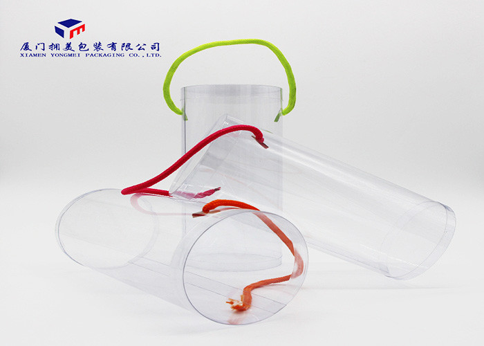 Plastic Cylinder Packaging Tubes With Carry String 0.25 - 0.4mm Thickness Dia 10cm