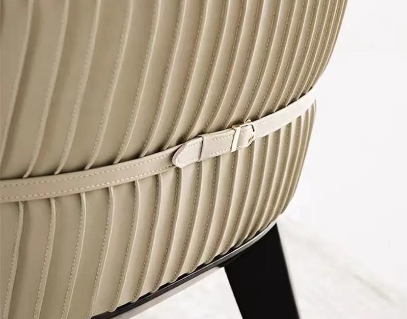 Modern Hotel Restaurant Furniture Genuine Leather Metal Dining Chair