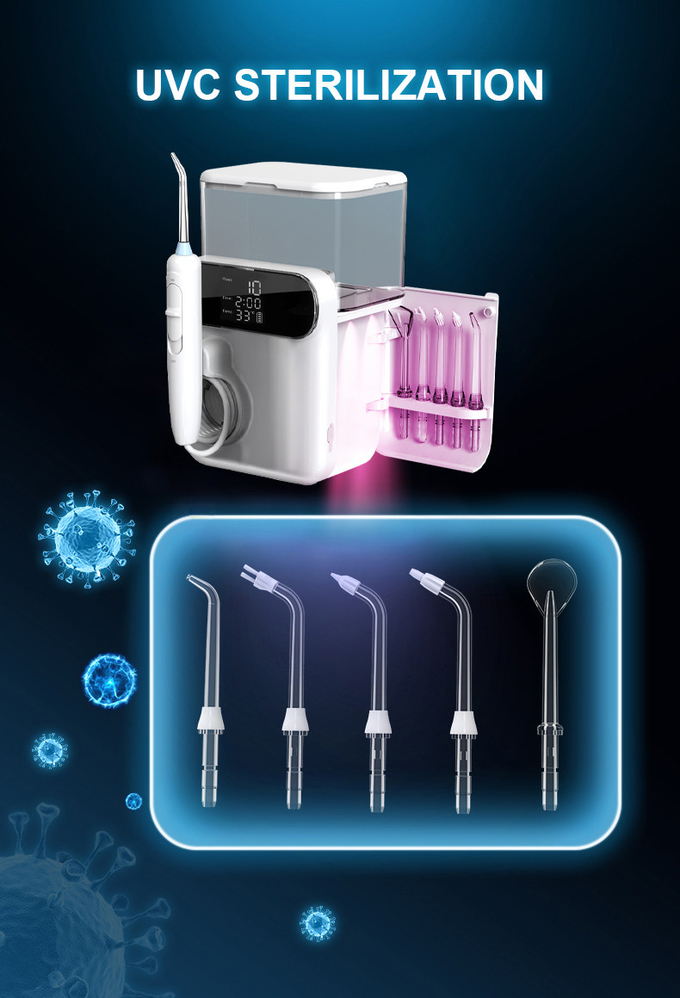 Oral Irrigator 1000ml UV Disinfection Dental Washing Machine Display Screen Cordless Water Flosser with Toothbrush