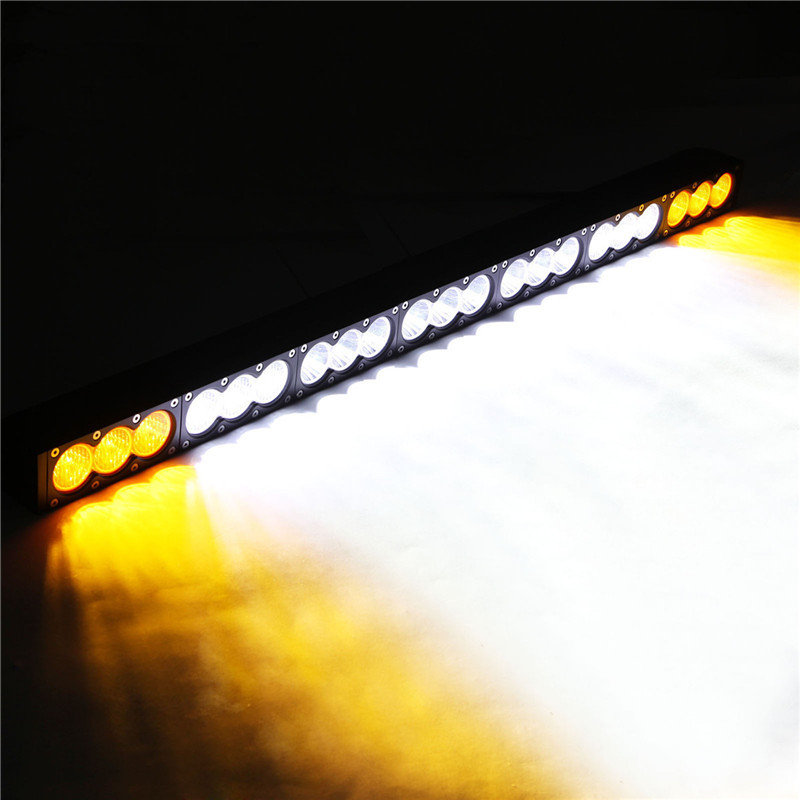 Double color amber and white 210W Cree single row Led light bar 4X4 DHCB-L210SDC