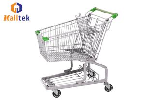 China Steel Grocery Mall German Style Trolley , Metal Shopping Cart With Seat Wheels wholesale