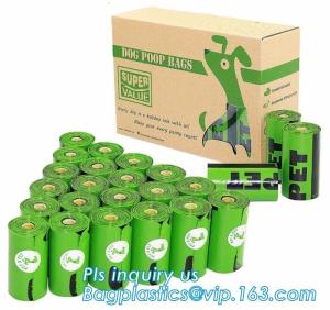 China Biodegradable Green Dog Poop Bag Bulk with Free Baggie Bone Dispener, HDPE+D2W/EPI/Cornstarch to make the bags Biodegra wholesale