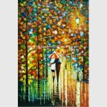 Handmade knife art painting on Canvas Colourful Night View for Wall Decoration