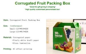 China corrugated fruit packing box, kraft paper, gloss lamination, offset printing, foldable box,flower cone,flowral packaging wholesale