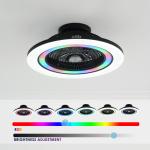Bedroom Bladeless Fan With RGB Light Smart APP Black Modern Small Size