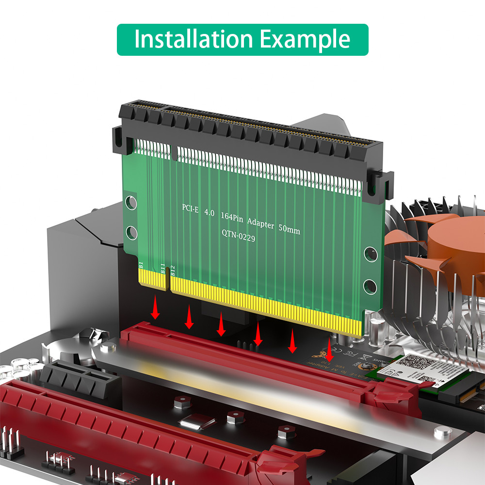 PCI-Express 4.0 16x Riser Card ,180 Degree High Speed Riser Card 60mmHeight increasing card