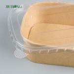 Single Wall Take Away Food Container Kraft Paper Salad Bowl Packaging With PET