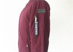 Burgundy Mens Polyester Bomber Jacket Long Sleeve Comfortable Feeling Tw80712
