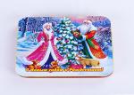 Christmas Red Candy Gift Tin Containers With Clear PVC Or PET Window YT1155
